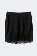 Lace satin mini skirt - Noir