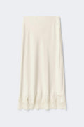 Lace satin midi skirt - Blanc cassé