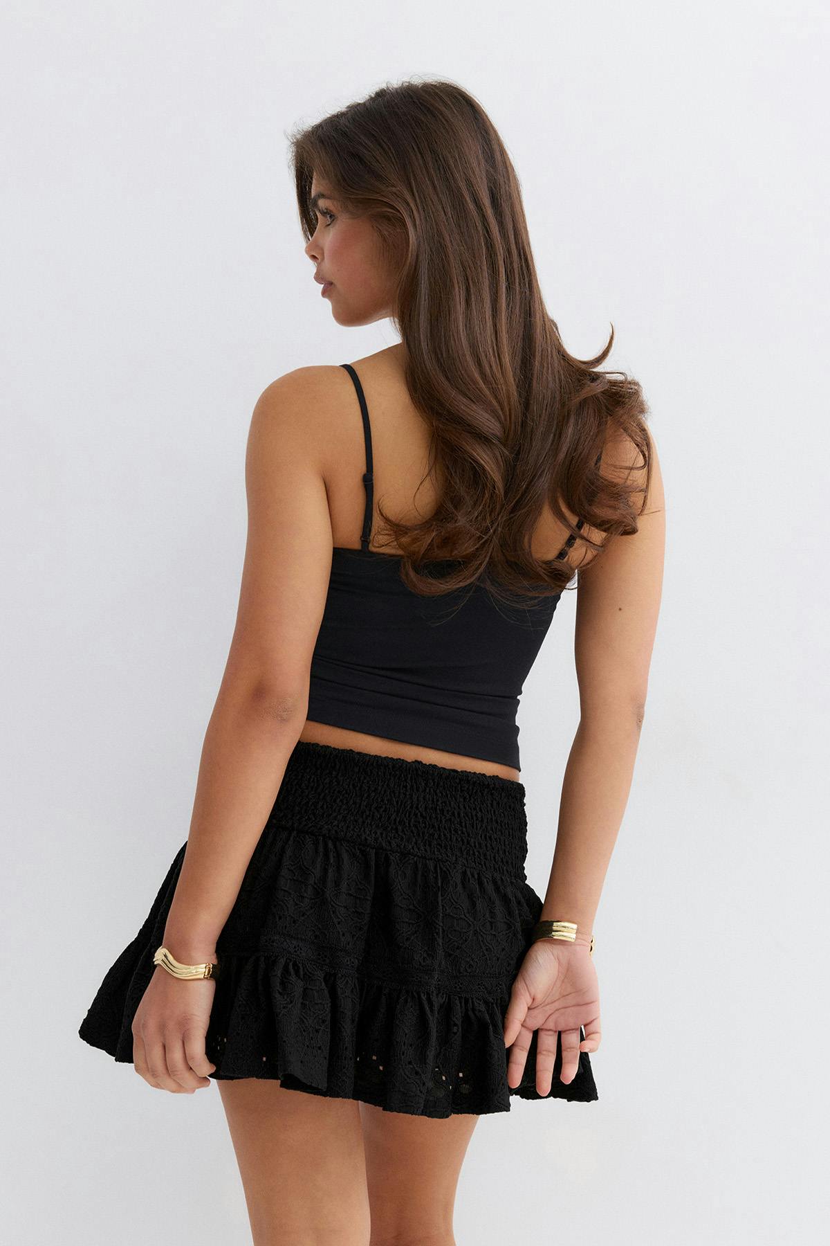 14+ broderie anglais skirt - Noir