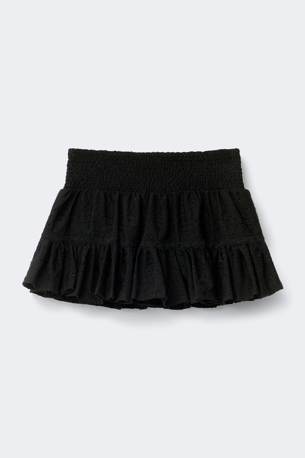 14+ broderie anglais skirt - Noir