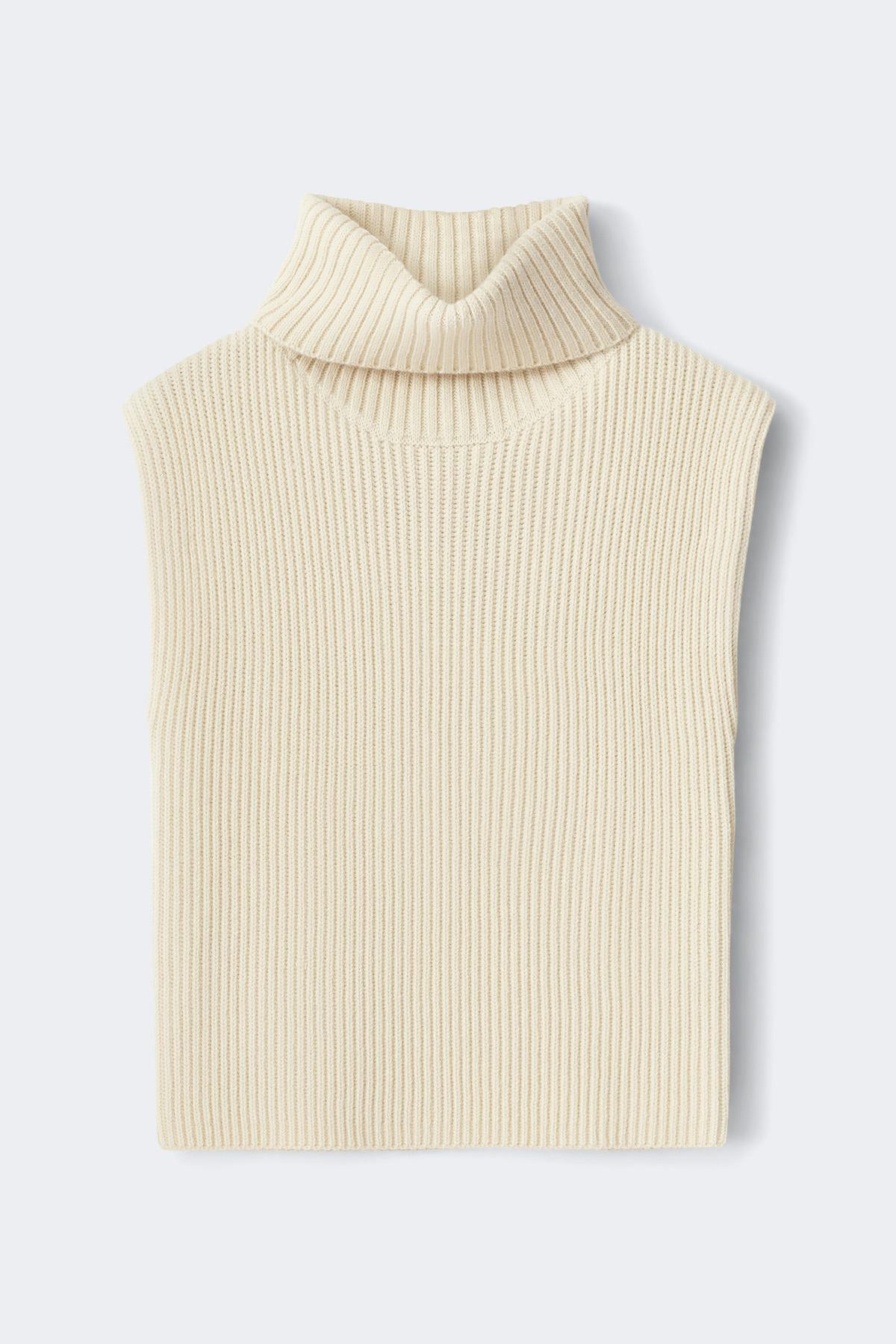 Chunky turtleneck knitted vest - Noir