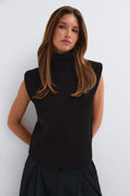 Chunky turtleneck knitted vest - Noir