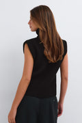 Chunky turtleneck knitted vest - Chocolate brown