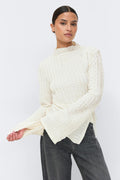 Textured tie detail top - Gardenia