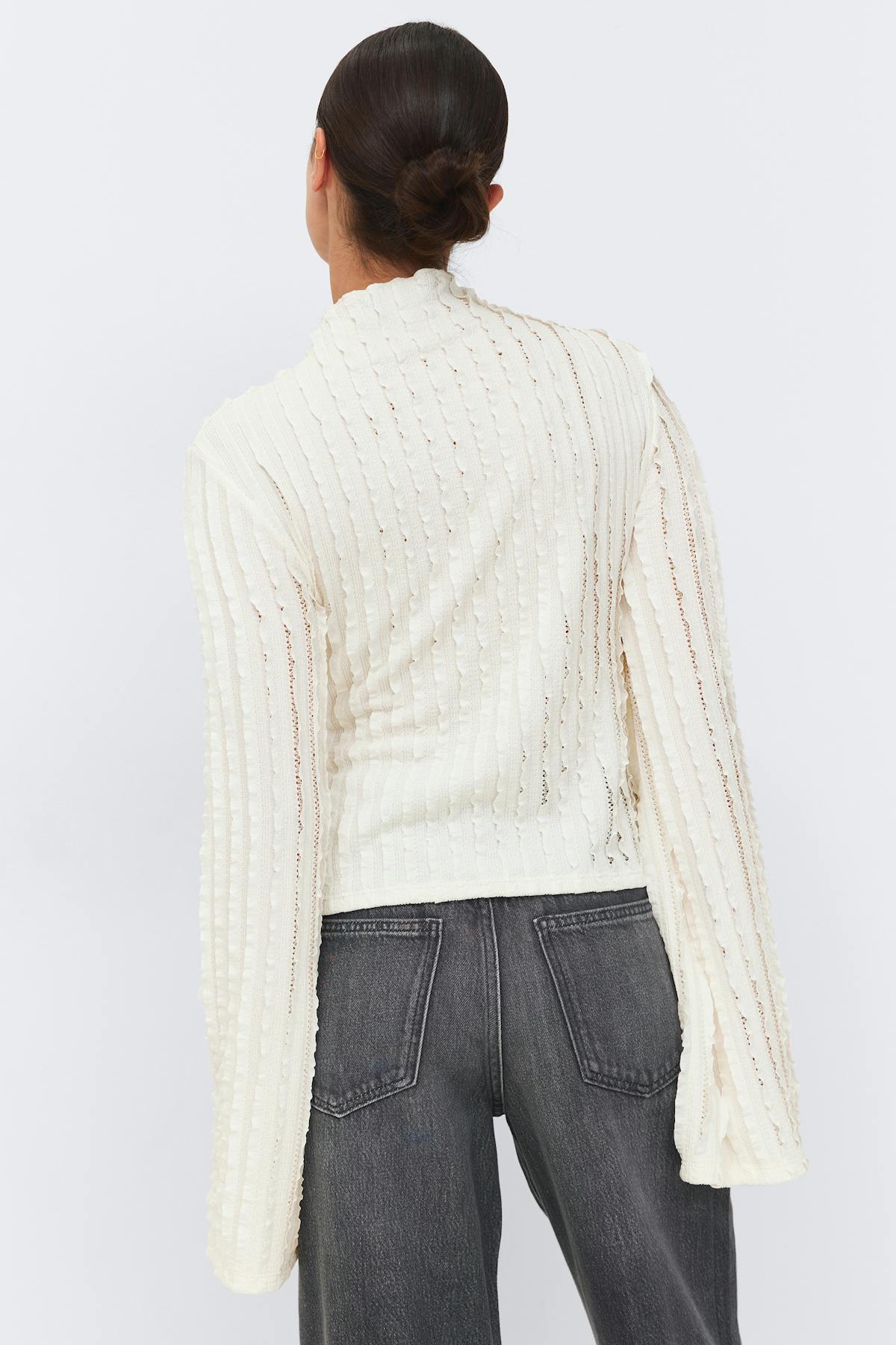 Textured tie detail top - Gardenia