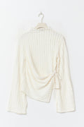 Textured tie detail top - Gardenia