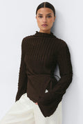 Textured tie detail top - Gardenia