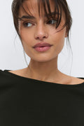 Lace detail boatneck top - Noir