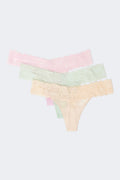 3-pack lace thong - Botanic purple