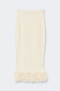 Knitted fringe skirt - Creme