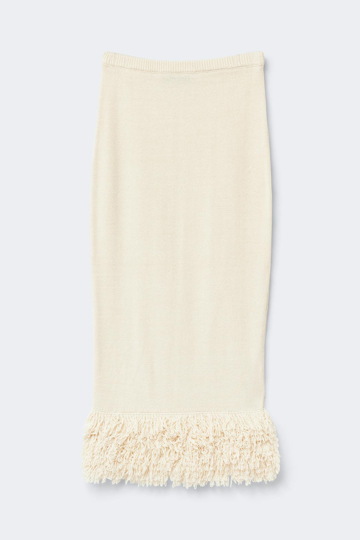 Knitted fringe skirt - Creme