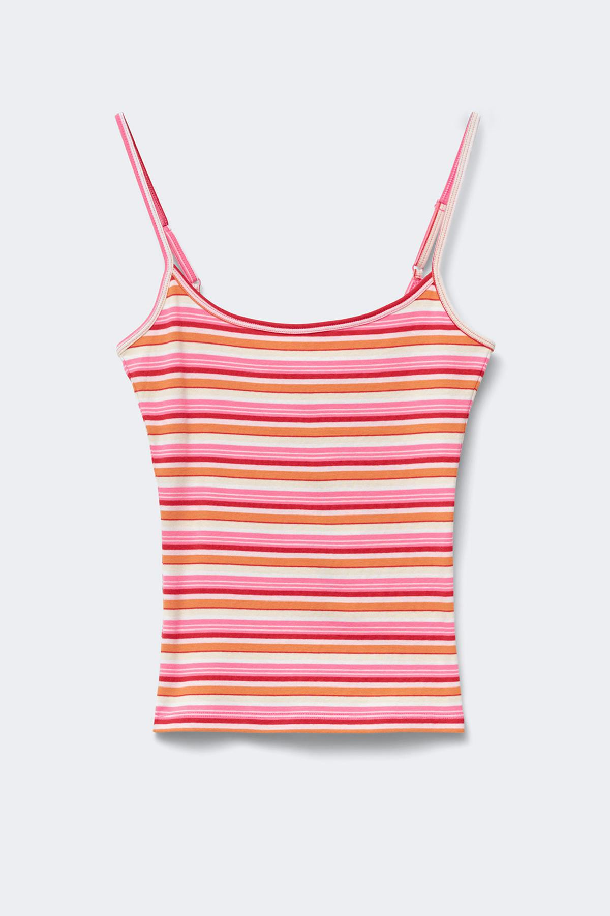 Perfect strap singlet - Pink/yellow stripe
