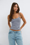 Perfect strap singlet - Pink/yellow stripe