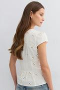 Broderie anglaise top - Blanc cassé