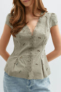 Broderie anglaise top - Kaki