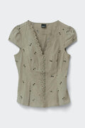 Broderie anglaise top - Kaki