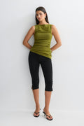Asymmetric knitted top - Merock/olive