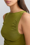 Asymmetric knitted top - Merock/olive