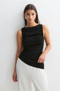 Asymmetric knitted top - Merock/olive
