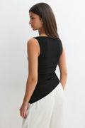 Asymmetric knitted top - Noir