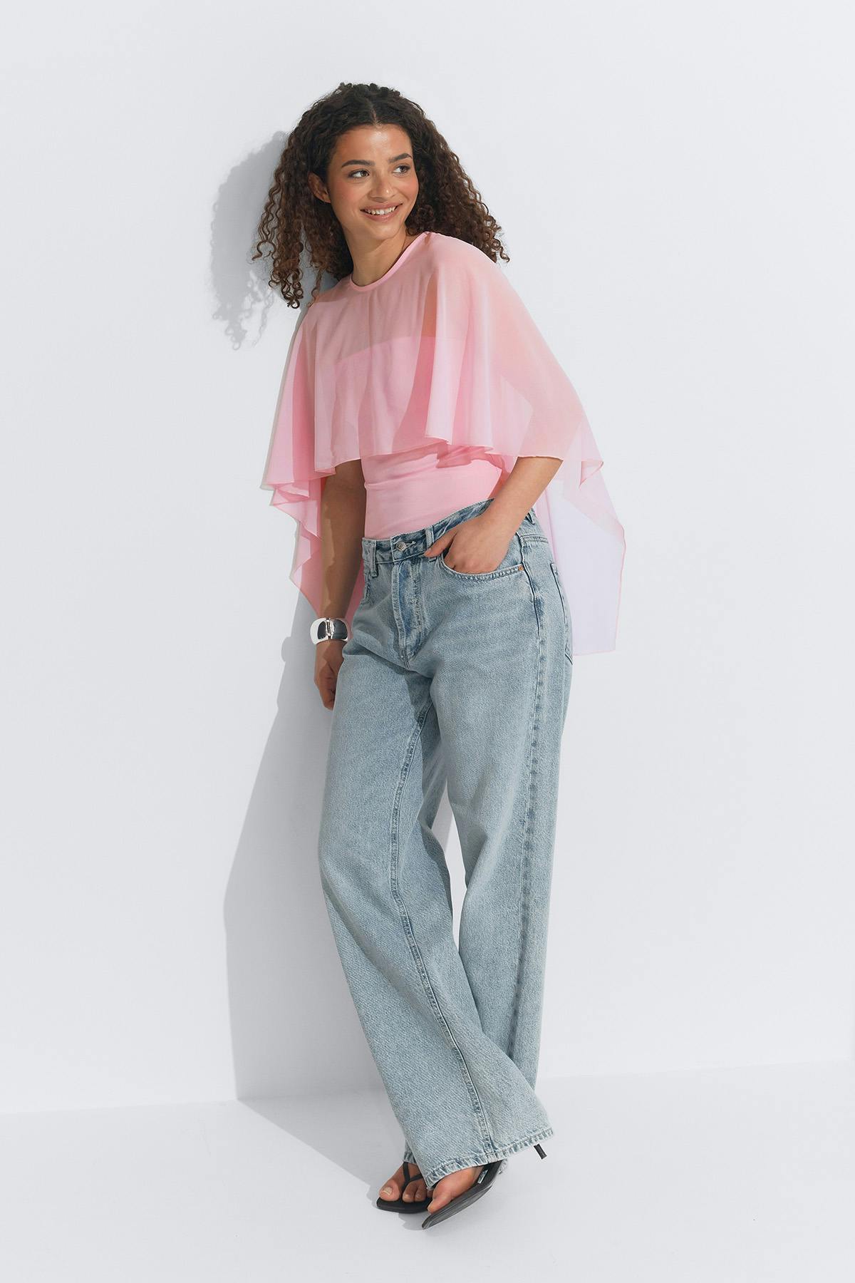 Chiffon cape top - Rose
