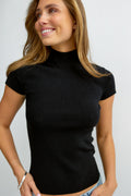Cap sleeve knitted top - Noir