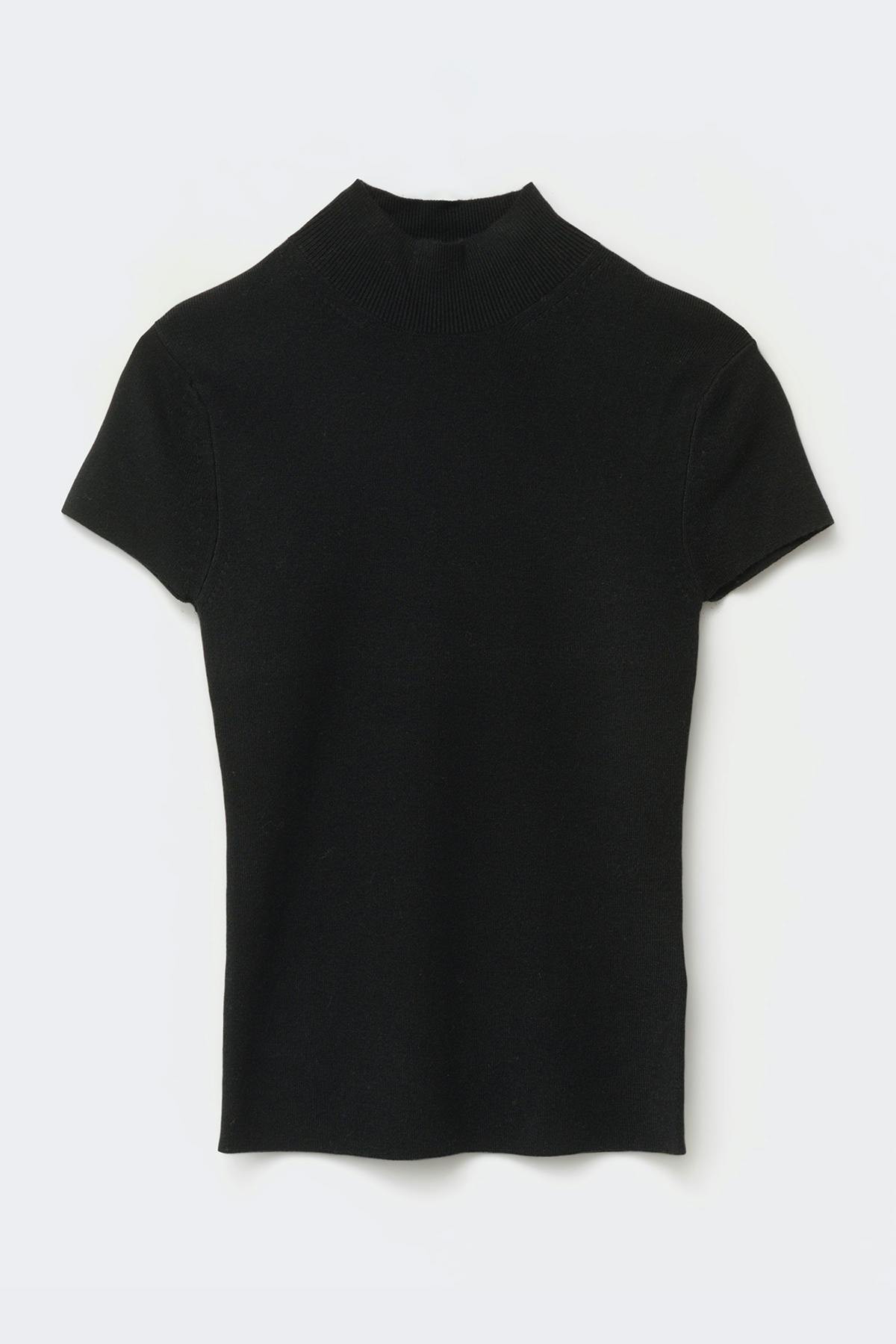 Cap sleeve knitted top - Noir
