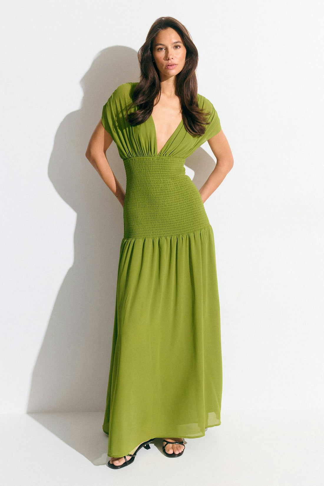 Smock maxi dress - Vert