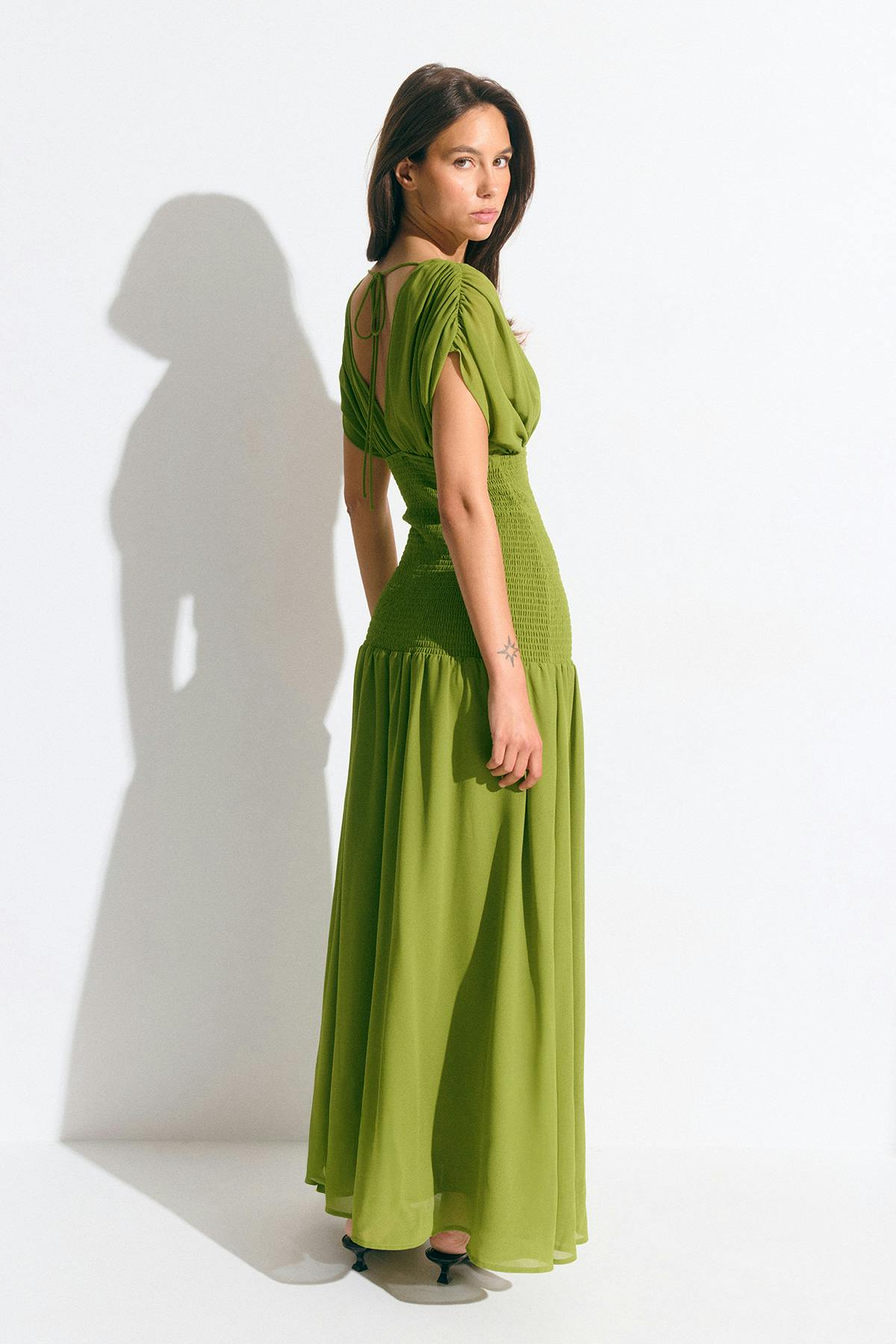 Smock maxi dress - Vert