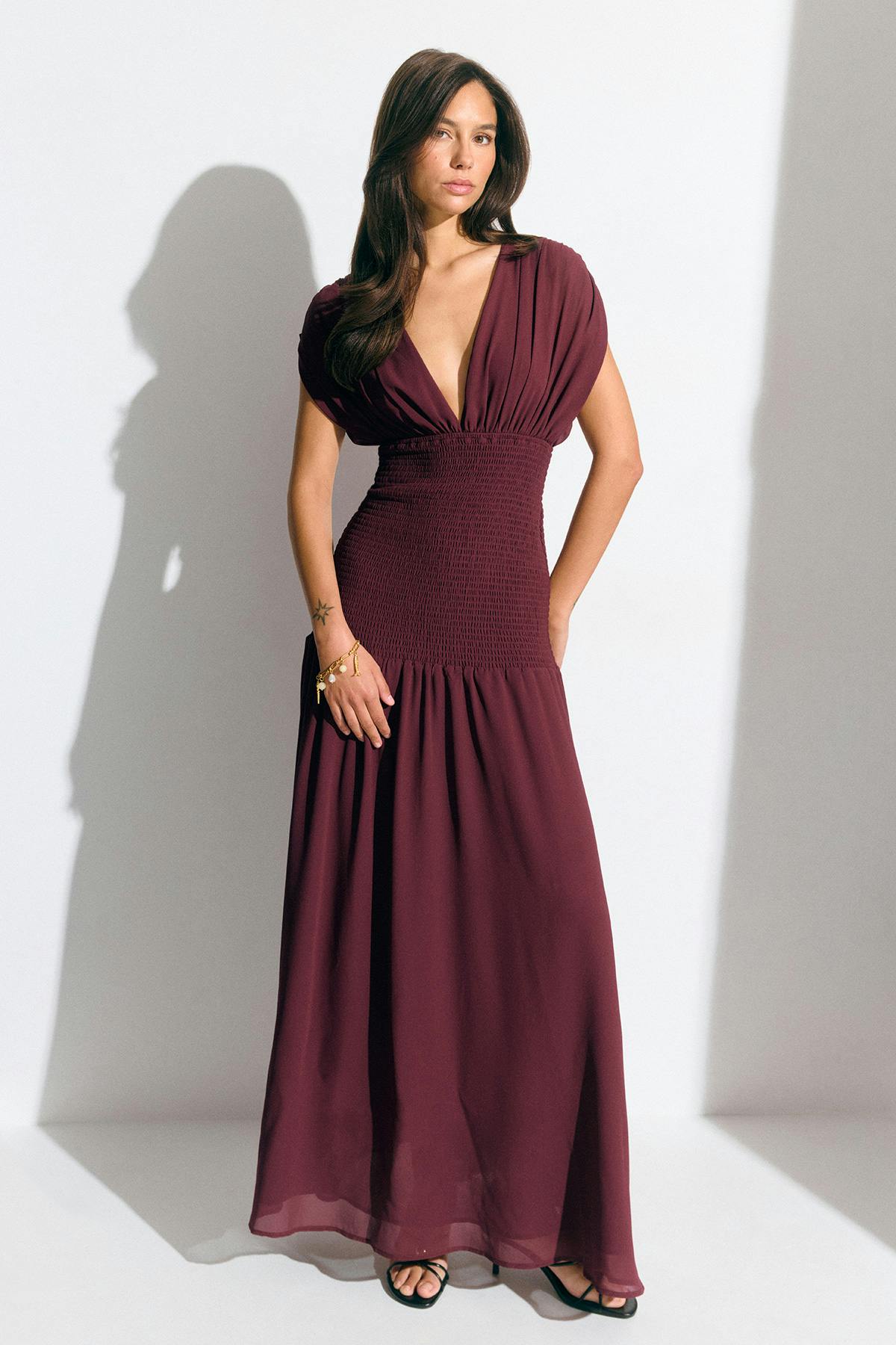 Smock maxi dress - Vert