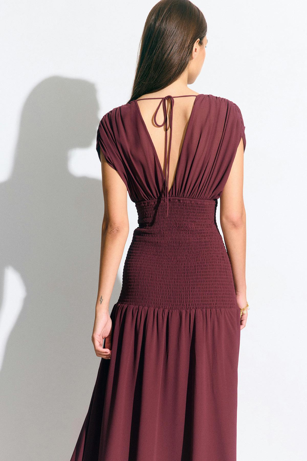 Smock maxi dress - Marron