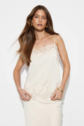 Lace satin singlet - Creme