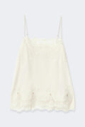 Lace satin singlet - Creme