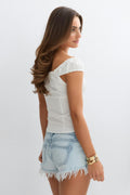 14+ frill blouse - Blanc