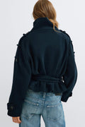 Wool blend short jacket - Bleu marine