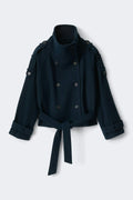 Wool blend short jacket - Bleu marine