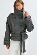 Wool blend short jacket - Noir