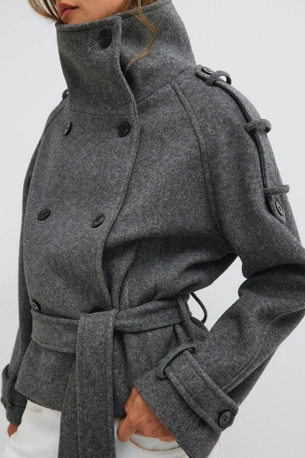 Wool blend short jacket - Noir