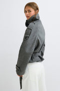 Wool blend short jacket - Gris