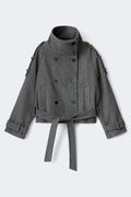 Wool blend short jacket - Gris