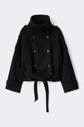 Wool blend short jacket - Noir