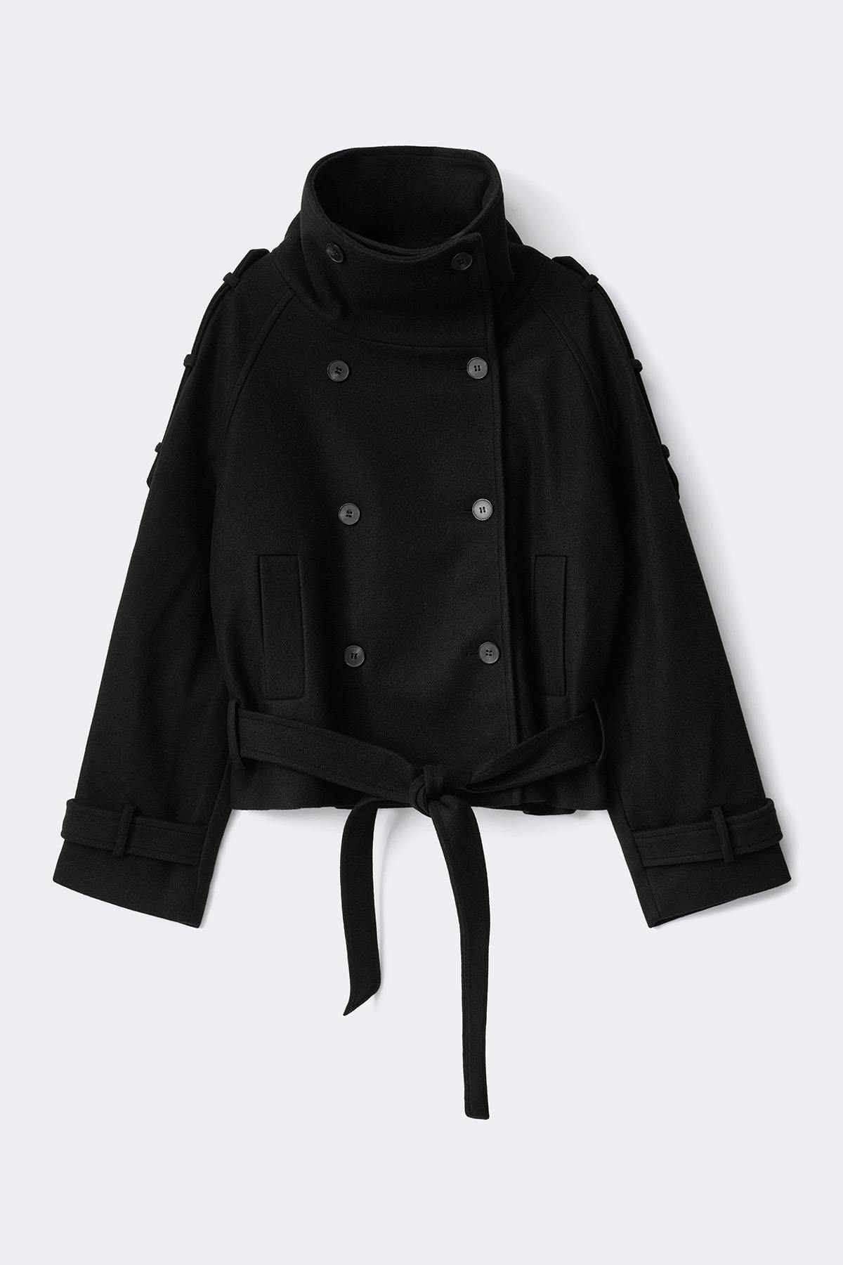Wool blend short jacket - Noir