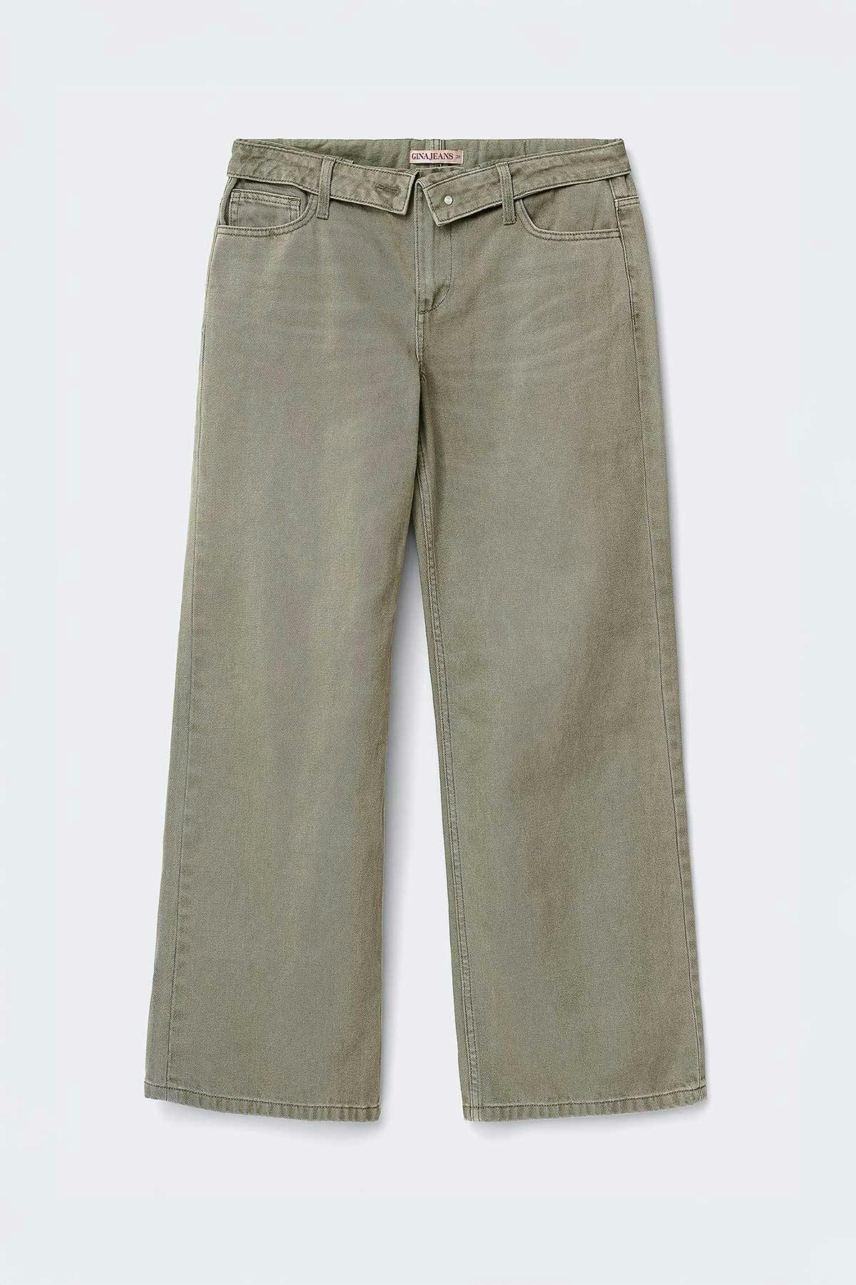 Waist flip wide jeans - Kaki