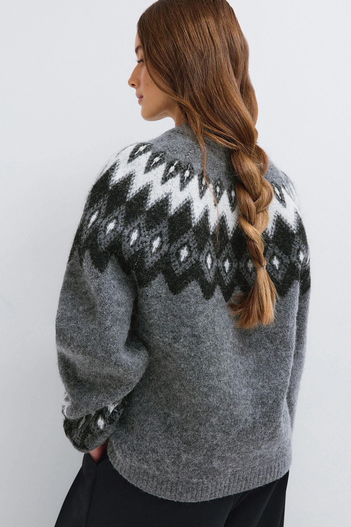 jacquard knitted sweater - Blanc cassé