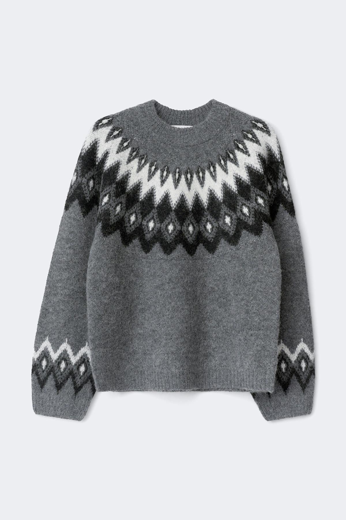 jacquard knitted sweater - Blanc cassé