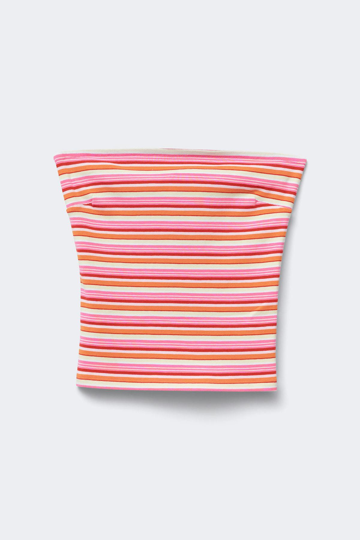 Super stretch tube top - Pink/yellow stripe