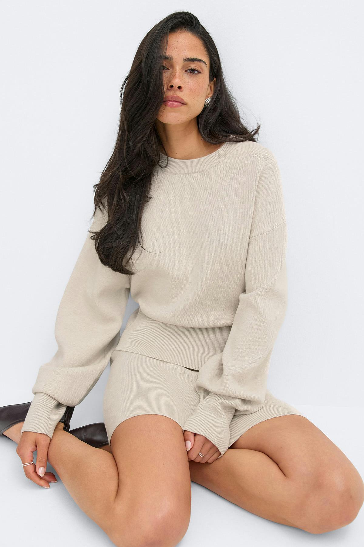 Knitted fitted sweater - Navy blazer