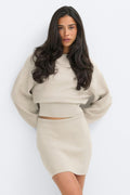 Knitted fitted sweater - Beige melange