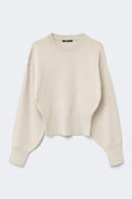 Knitted fitted sweater - Beige melange