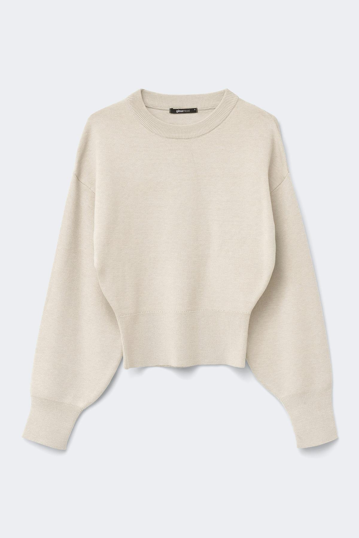 Knitted fitted sweater - Beige melange
